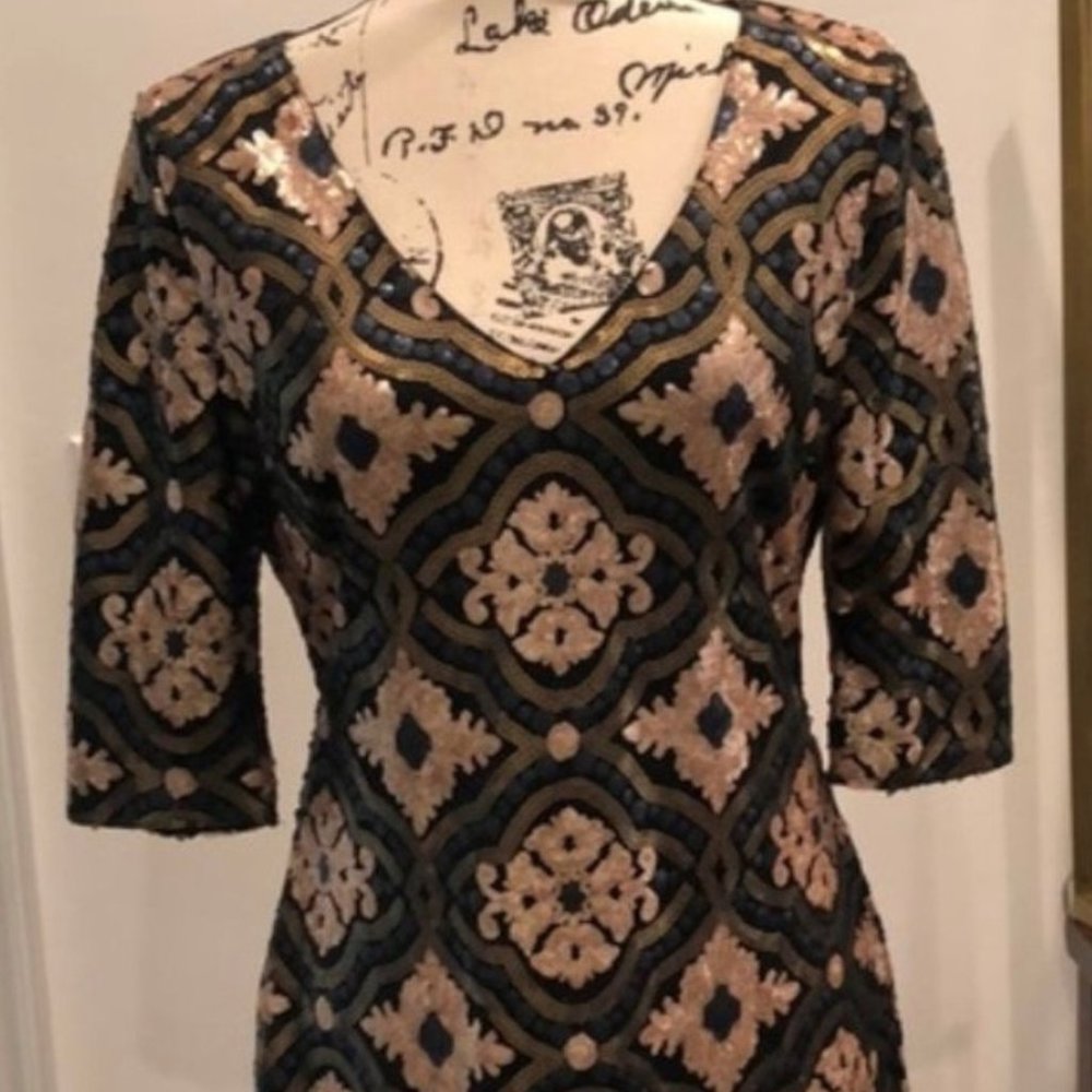 MARINEBLU Sequin Pattern Mini 3/4 Sleeves